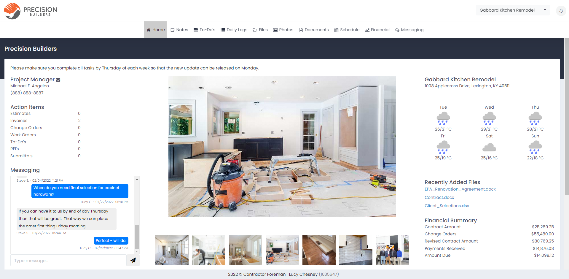 screenshot of Contractor Foreman